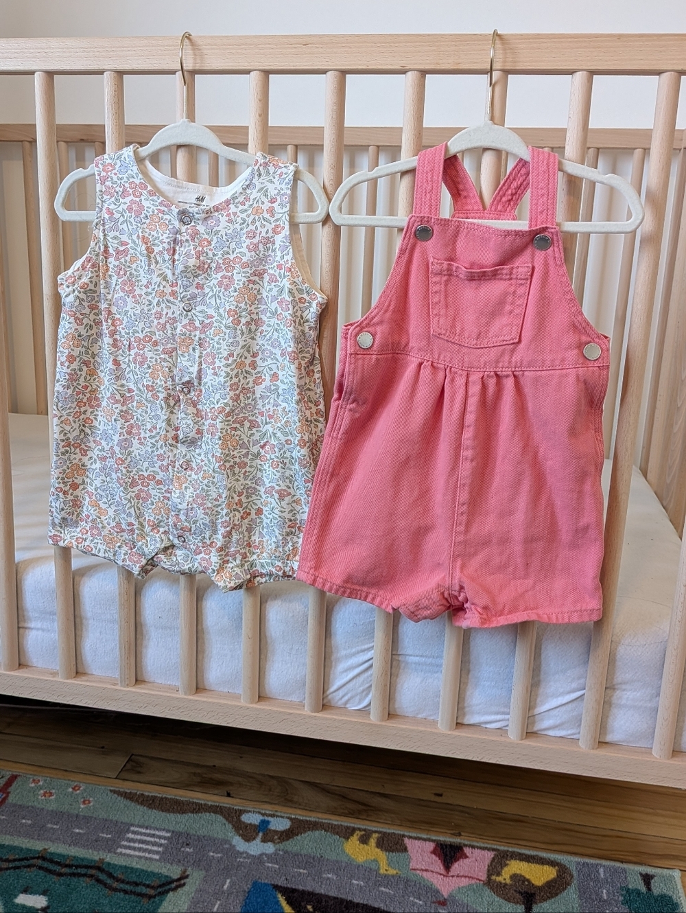 H&M - 6M-12M - Baby Summer Bundle Pink Floral Overalls - Liberty Pattern